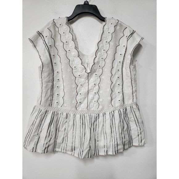 Anthropologie Amalia Lace Beaded Embroidered Blouse Size L. A44 - Picture 4 of 10